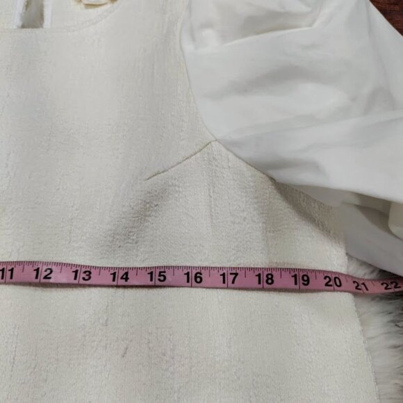 Anthropologie & Black Textured Puff Cream Whimsy Boho Sleeve Blouse L - Picture 9 of 14